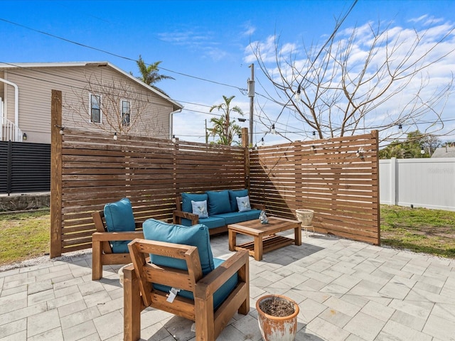 view of patio / terrace featuring an outdoor hangout area