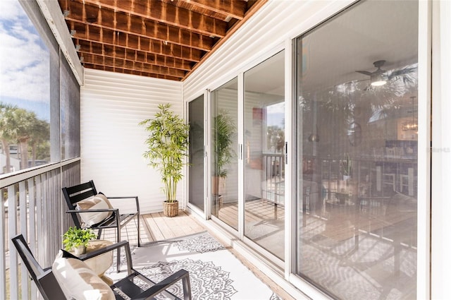 balcony with ceiling fan