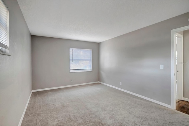 spare room featuring carpet floors and a textured ceiling