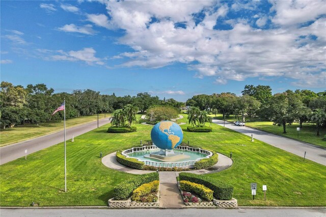 view of property's community with a yard