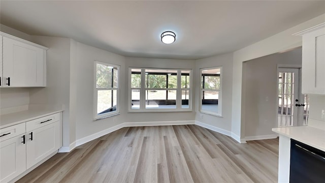 unfurnished dining area featuring light hardwood / wood-style floors