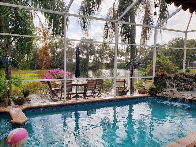 pool featuring glass enclosure