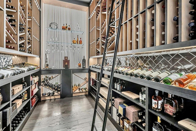 wine cellar with wood finished floors