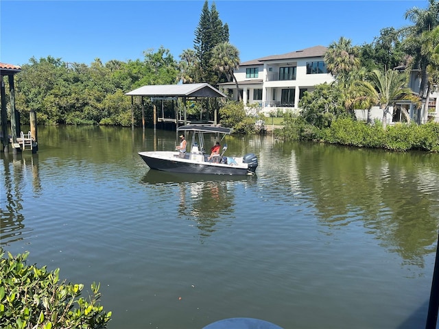 view of dock featuring a water view