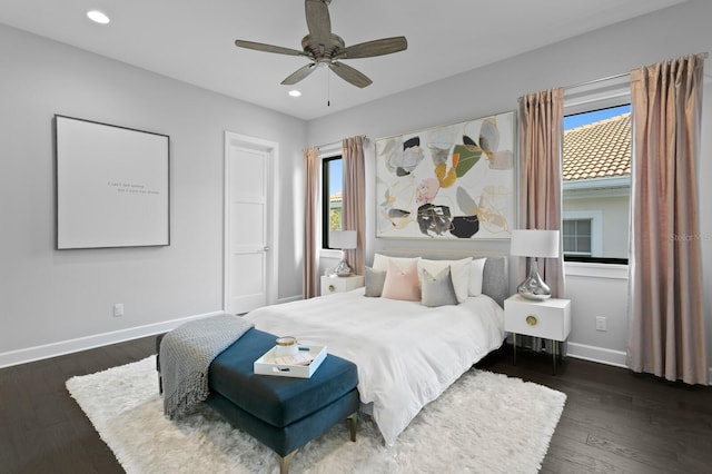 5004 S The Riviera, Tampa, FL 33609 - bedroom with baseboards, recessed lighting, wood finished floors, and ceiling fan