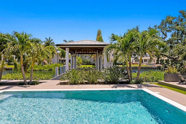 5004 S The Riviera, Tampa, FL 33609 - swimming pool featuring a gazebo and a water view