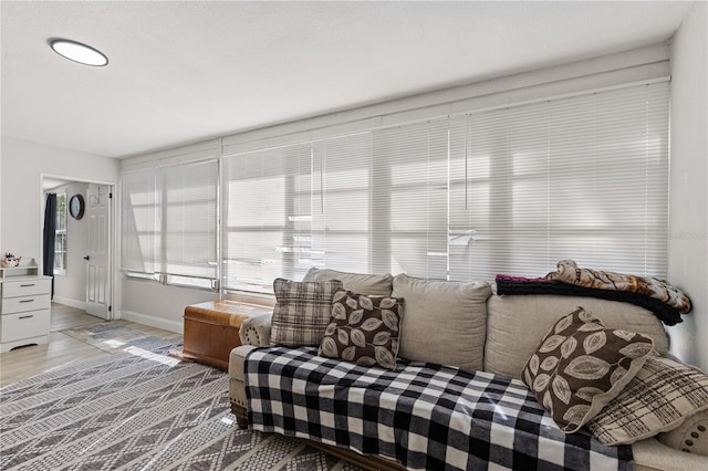 living room with light wood-type flooring