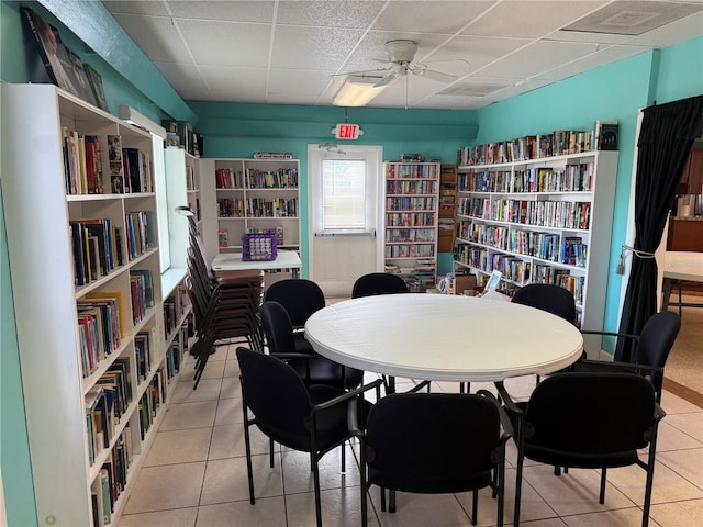 14132 89th Ave, Seminole, FL 33776 - dining space featuring a paneled ceiling, light tile patterned floors, and ceiling fan