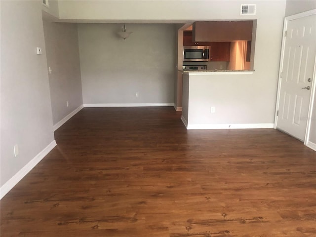 unfurnished living room with dark hardwood / wood-style flooring