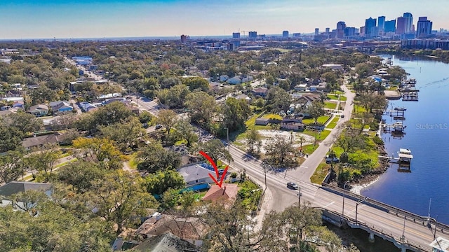 1011 W Columbus Dr, Tampa, FL 33602 - birds eye view of property featuring a view of city and a water view