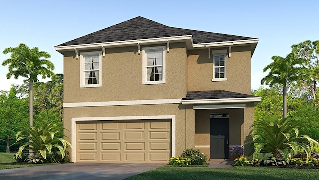 view of front of house with a garage