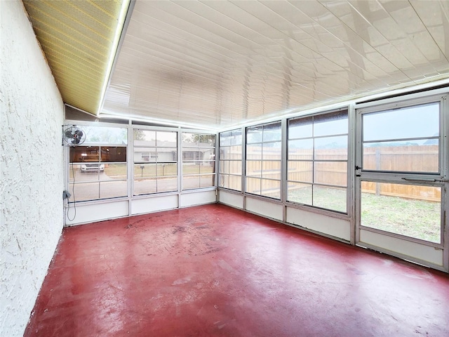 view of unfurnished sunroom