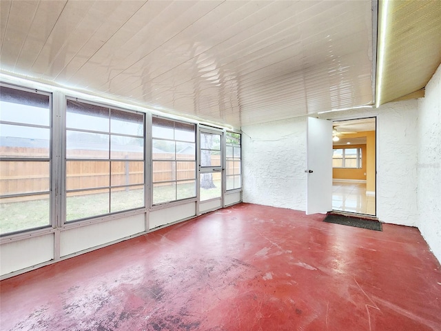 view of unfurnished sunroom