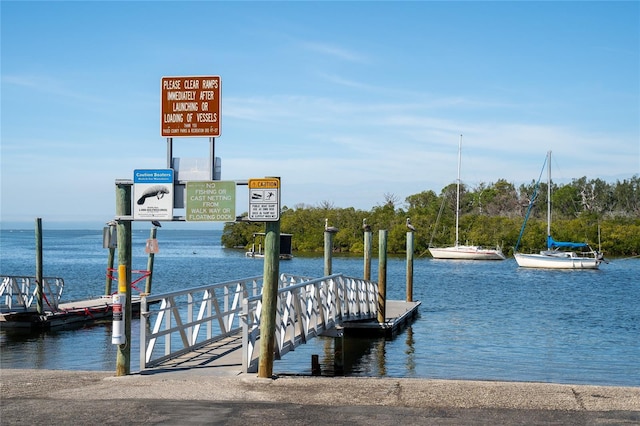 view of dock featuring a water view