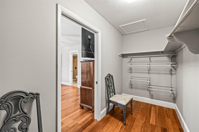 spacious closet featuring hardwood / wood-style flooring