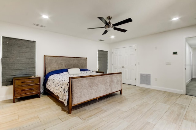 bedroom featuring recessed lighting and visible vents