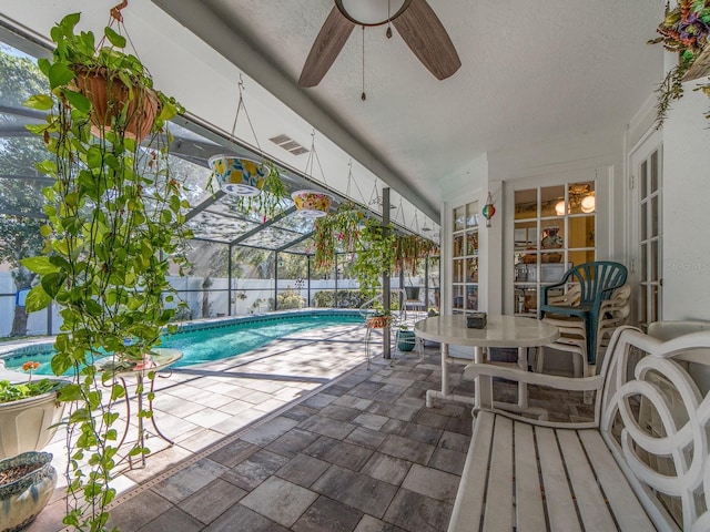 2893 Turtle Ter, Palm Harbor, FL 34683 - view of pool with a ceiling fan, a patio area, and a lanai