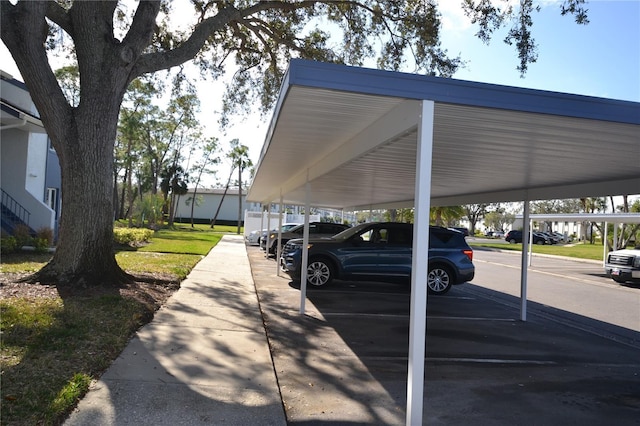 view of covered parking lot