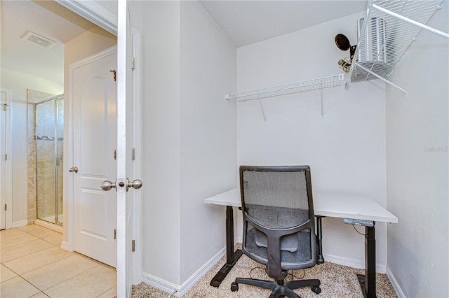 office with light tile patterned floors