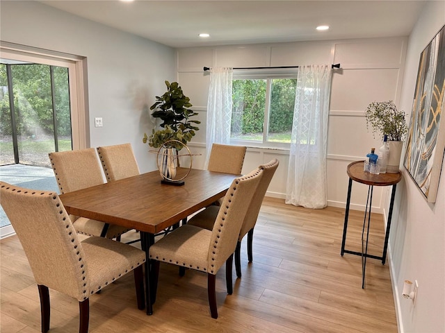 dining space featuring light hardwood / wood-style flooring