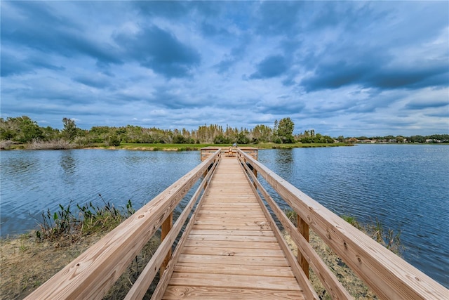 dock area featuring a water view