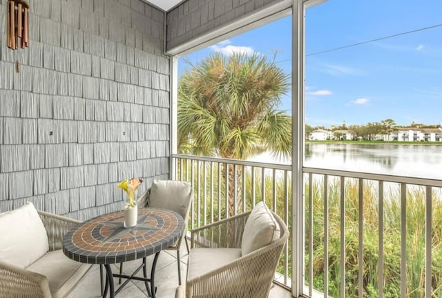 balcony with a water view