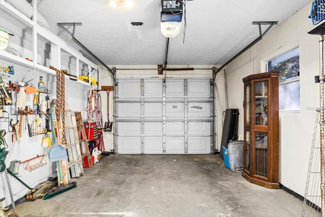 garage with a garage door opener