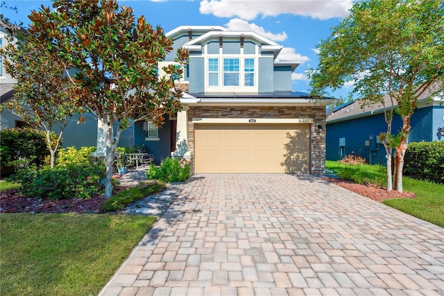 view of front of property featuring a garage