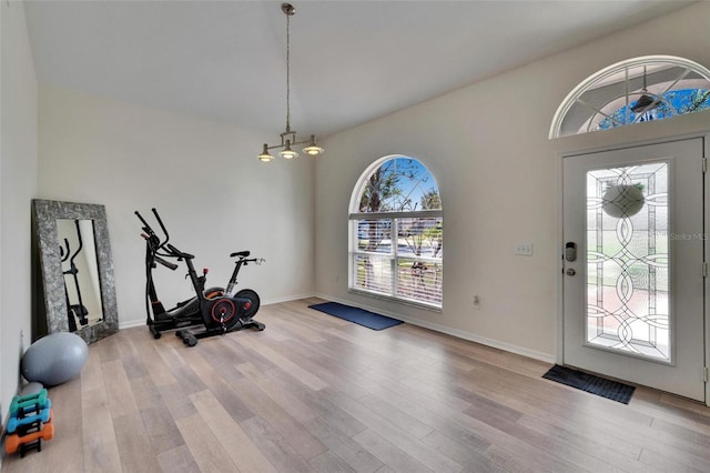 entrance foyer with light wood-type flooring