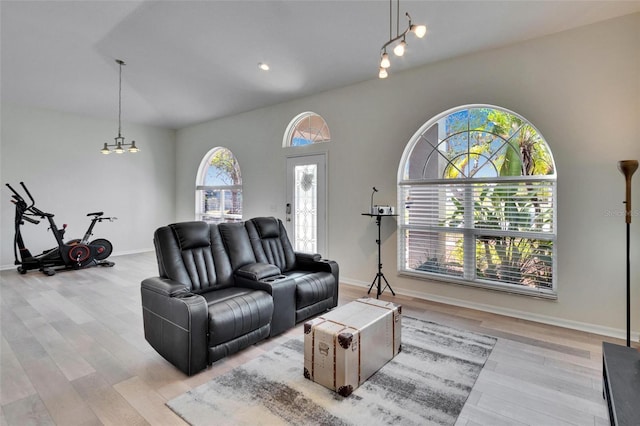 living room featuring light hardwood / wood-style flooring