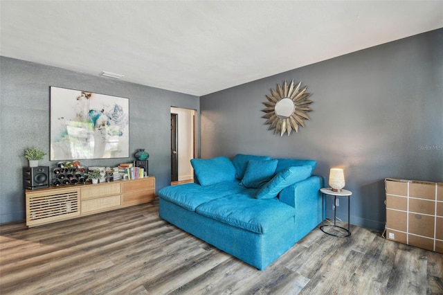 living room with hardwood / wood-style flooring