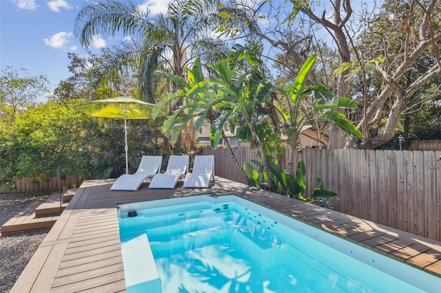 view of pool featuring a deck