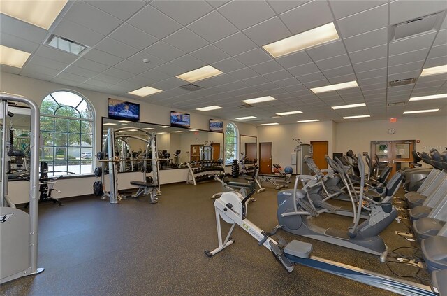 18126 Kara Ct, Tampa, FL 33647 - workout area with a paneled ceiling