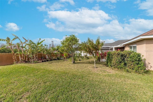 view of yard with a fenced backyard