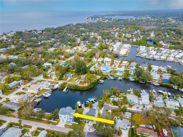 bird's eye view featuring a water view