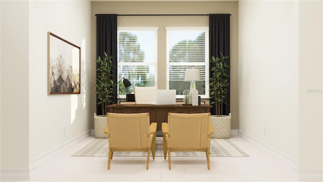 dining space with wood-type flooring