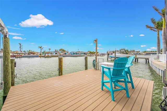 view of dock featuring a water view