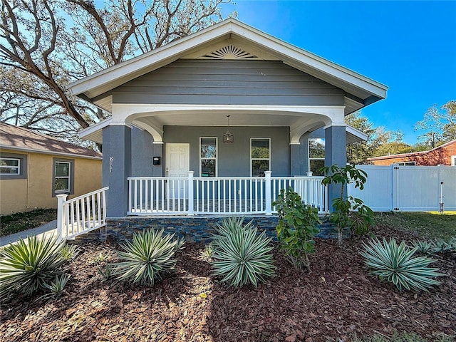 view of front facade featuring covered porch