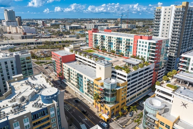 aerial view with a city view