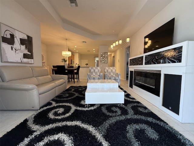 view of tiled living room