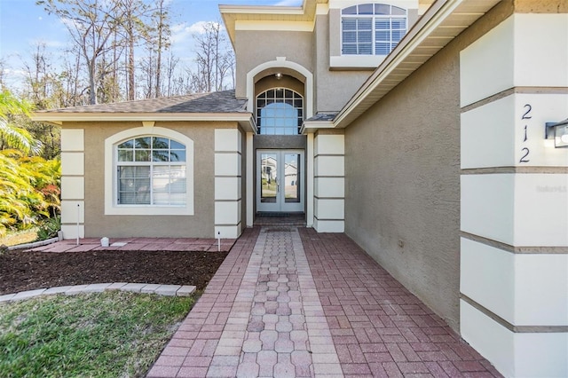 property entrance with french doors