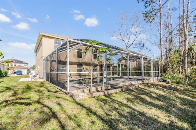 view of outdoor structure featuring a lawn