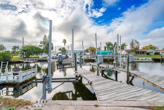 view of dock featuring a water view