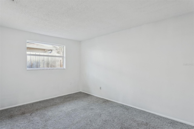 empty room with carpet flooring and a textured ceiling