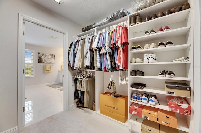 spacious closet with carpet floors