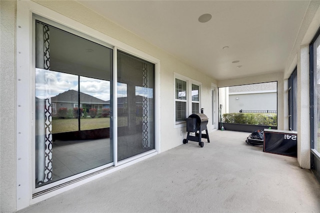 view of patio / terrace featuring covered porch and area for grilling