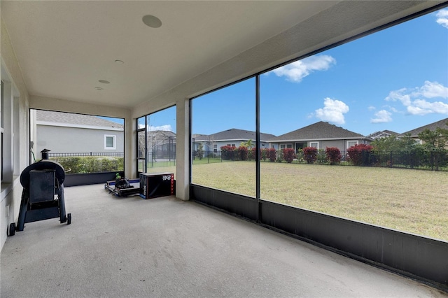 view of unfurnished sunroom