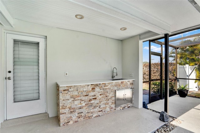 view of patio featuring sink