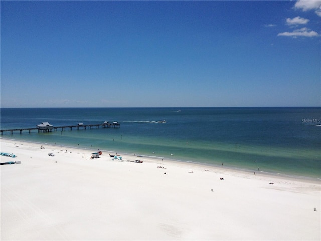 property view of water with a beach view