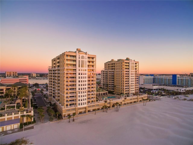 exterior space with a view of city and a water view